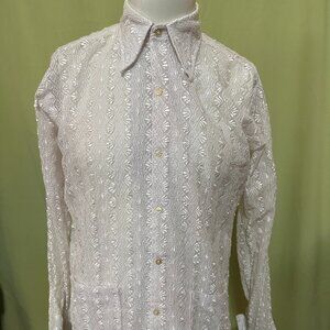 Vintage Jonathan Filipino Barong Men's Long Sleeve Barong Size Medium Nylon